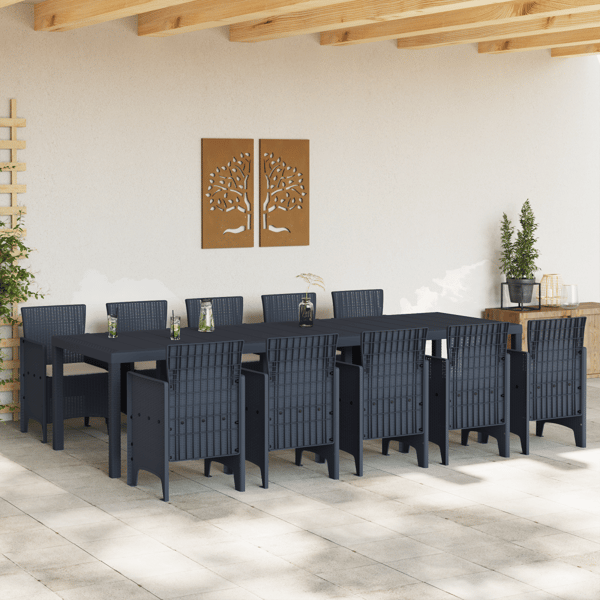 Trädgårdsmöbelset 11 st Antracit Poly rattan