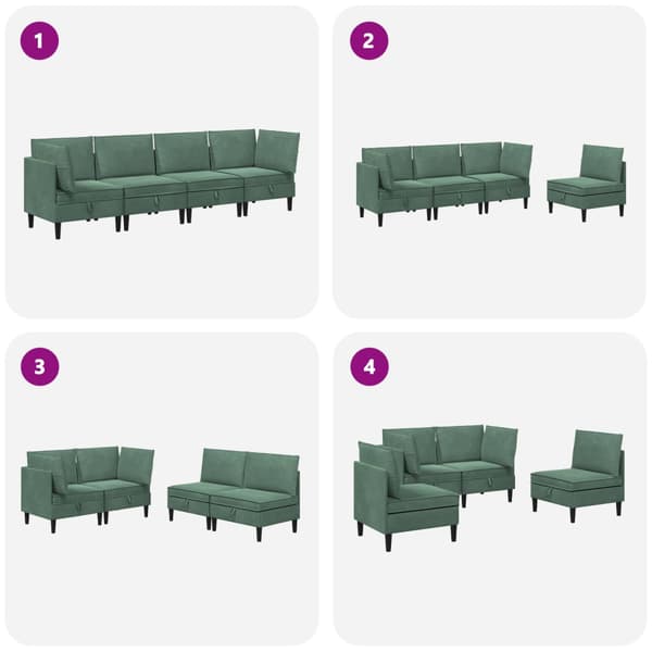 Möbelset för vardagsrummet med kudde 4 pcs Havgrön Sammet