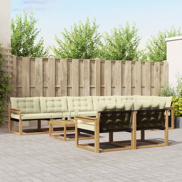 Utomhussoffset 9 pcs Vit och grädde 79 x 79 x 37 cm