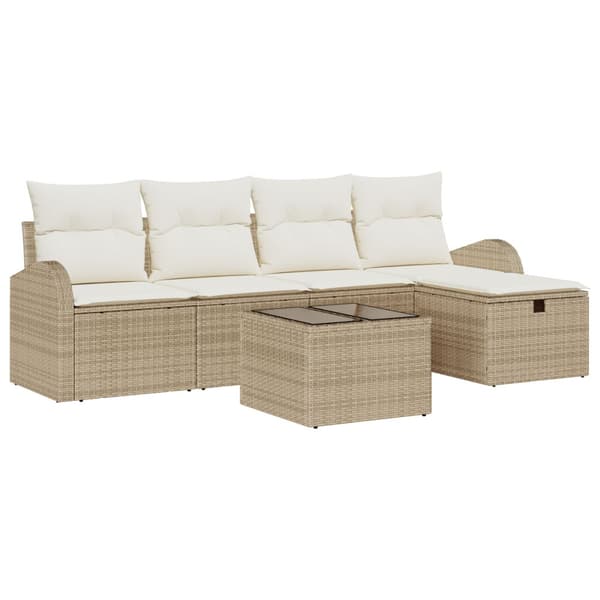 Trädgårdsoffset 6 st Beige konstrotting