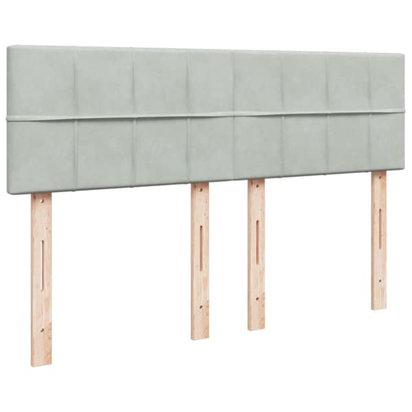 Ramsäng med madrass ljusgrå 140x190 cm sammet