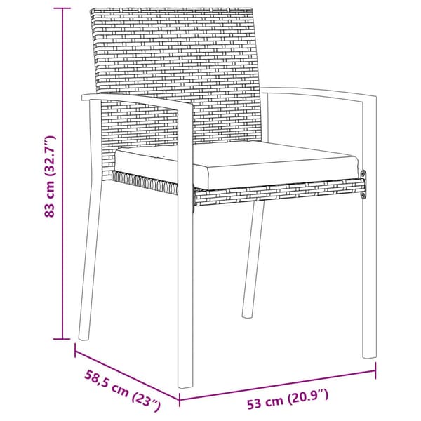 Trädgårdsmöbelset 7 pcs Svart Pulverlackerat stål
