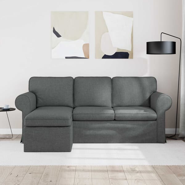 Soffa Mörkgrå 195 x 138 x 80 cm tyg