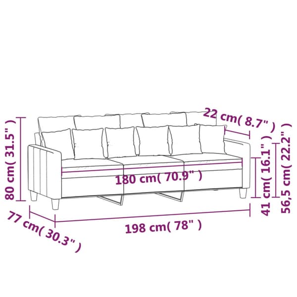 3-sitssoffa ljusgrå 180 cm tyg