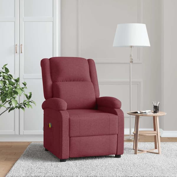 Massagefåtölj vinröd tyg