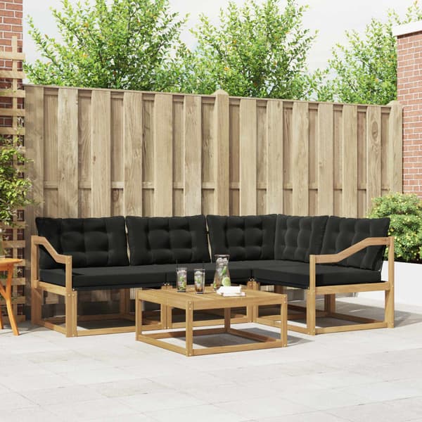 Utomhussoffset 5 pcs Vit och svart 79 x 79 x 37 cm