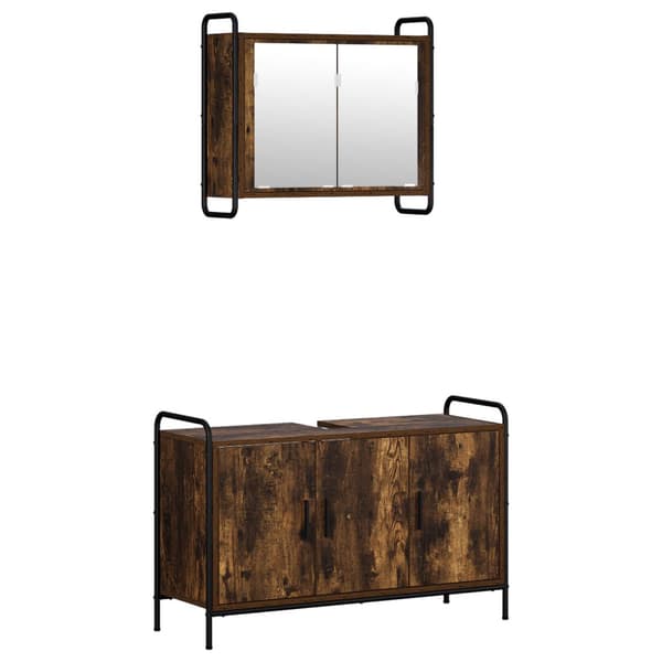 Badrumsskåpsset 2 st Rökt ek 65,5 x 34 x 61 cm Konstruerat trä