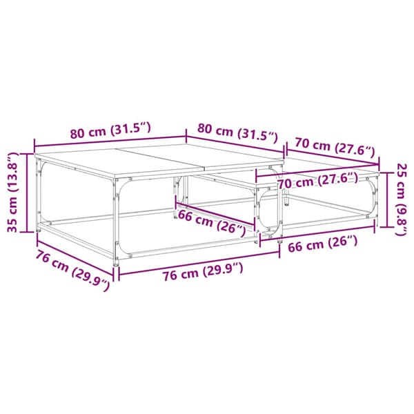 Kaffeebord 2 pcs Svart Ek Konstruerat trä
