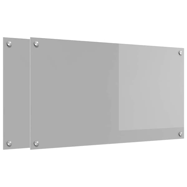 Köksskydd 2 pcs Ljusgrå 90 x 50 cm härdat glas