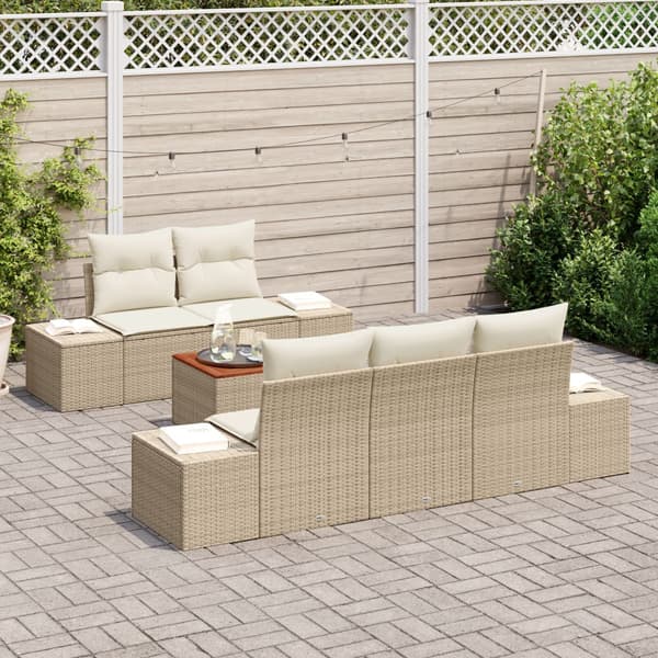 Trädgårdsoffset 6 st Beige och gräddfärgad konstrotting