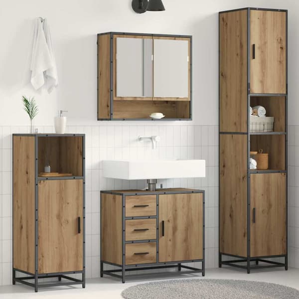 Badrumsmöbelset med låda 3 pcs Artisan Ek Konstruerat trä