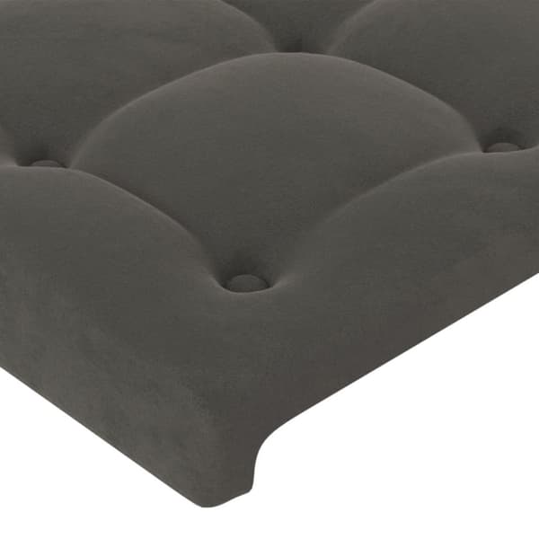 Sänggavel LED mörkgrå 160x5x118/128 cm sammet