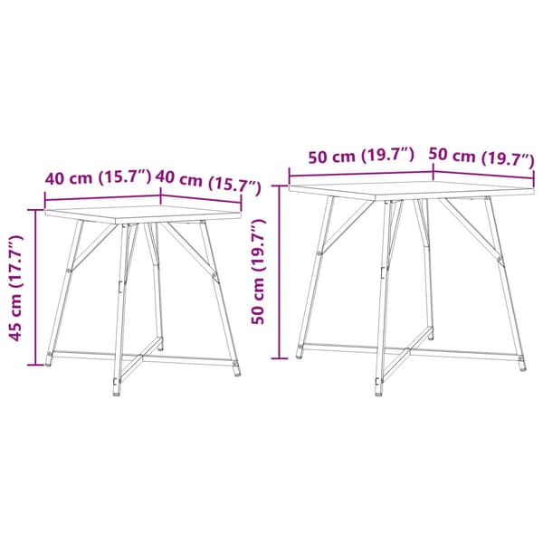 Sidobordsset 2 pcs Rökt Ek och Svart