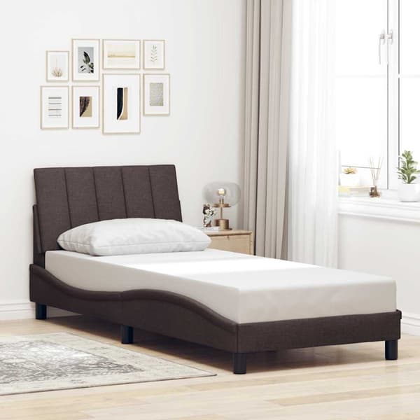 Bed Frame without Mattress "Hanko" Dark Brown 80x200 cm Fabric