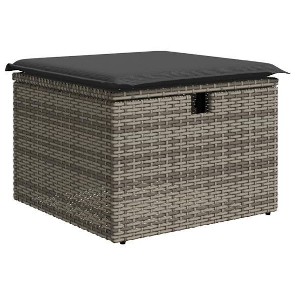 Trädgårdsoffset med kudde med lagring 9 pcs Grå Poly rattan