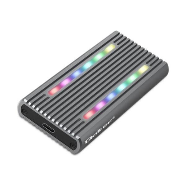 Qoltec - förvaringslåda - SSD, SATA, RGB LED, 4TB - M.2 NVMe Card / PCIe (NVMe) - USB-C 3.1 (Gen 2)