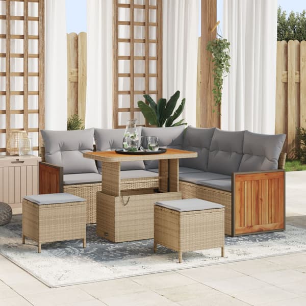 Trädgårdsoffset med kudde 8 pcs Beige och Ljusgrå