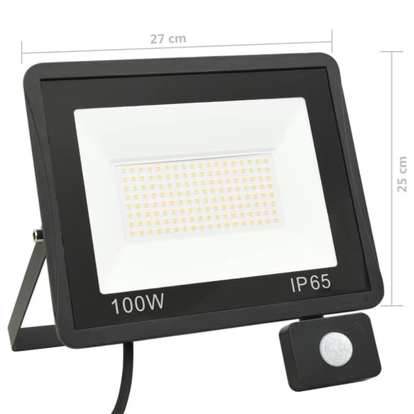 Strålkastare med sensor 100 W LED kallvit