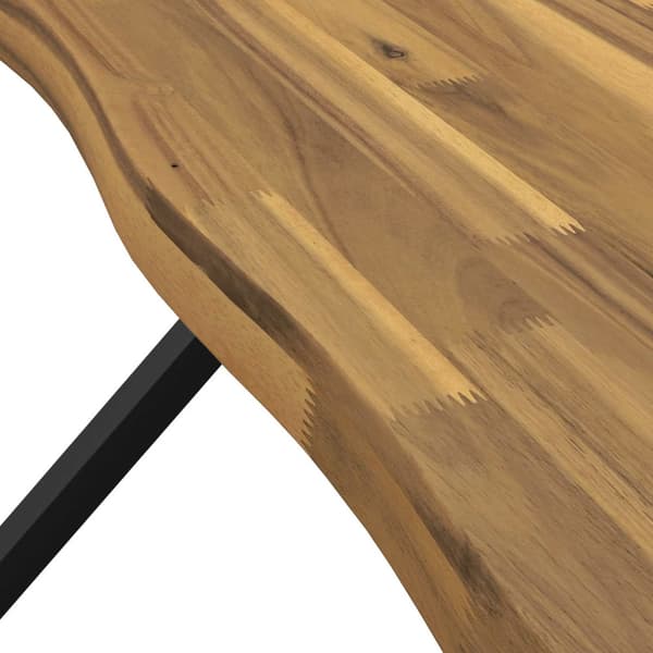 120 x 80 x 75 cm Massivt Akaciaträ Vit och svart Rektangulär