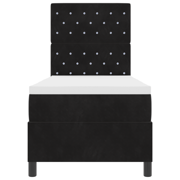 LED Box Säng med madrass Svart 80 x 200 cm Sammet