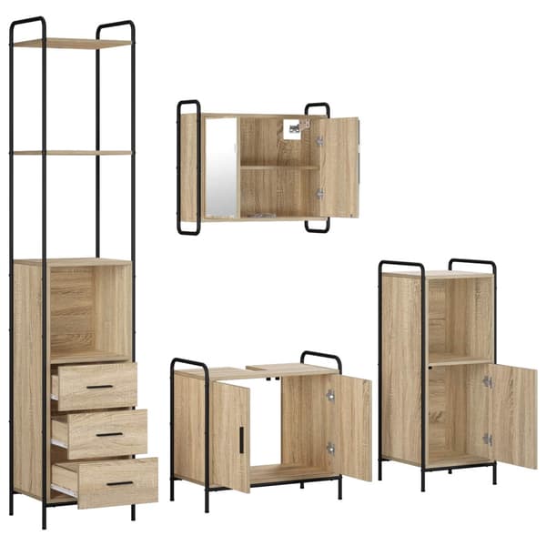 Badrumsskåpsset 4 st Sonoma-ek 40 x 36 x 200,5 cm