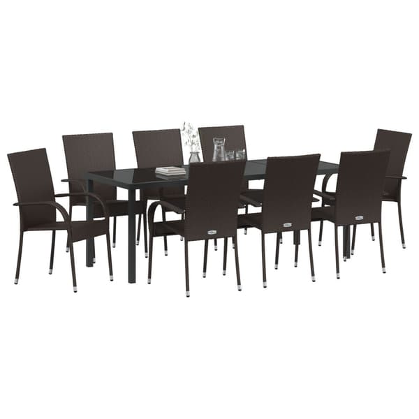 Trädgårdsmöbelset 5 pcs Brun Pulverlackerat stål