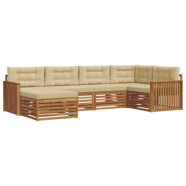 Utomhussoffset med kudde 6 pcs Naturlig och Beige