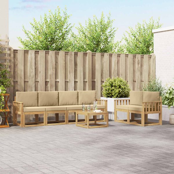 Utomhussoffset med kudde 7 pcs Vit och Beige