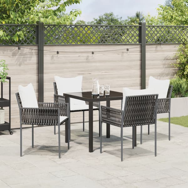 Trädgårdsmöbelset 5 pcs Brun och svart PE Rattan