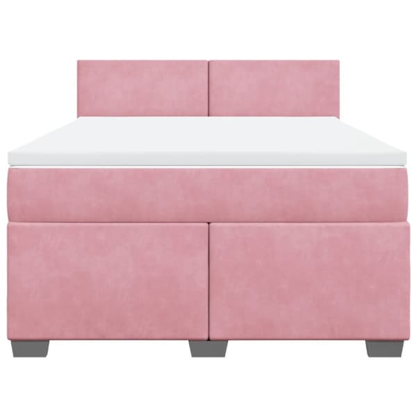 Ramsäng med madrass rosa 140x190 cm sammet