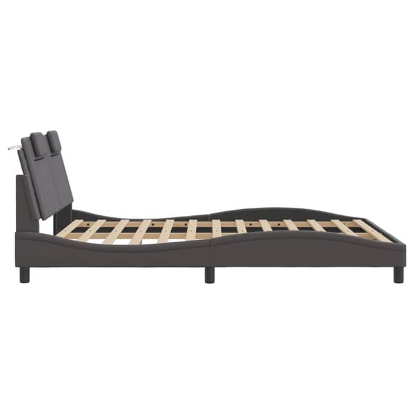 Bed Frame "Viana" with LED without Mattress Grey 160x200 cm