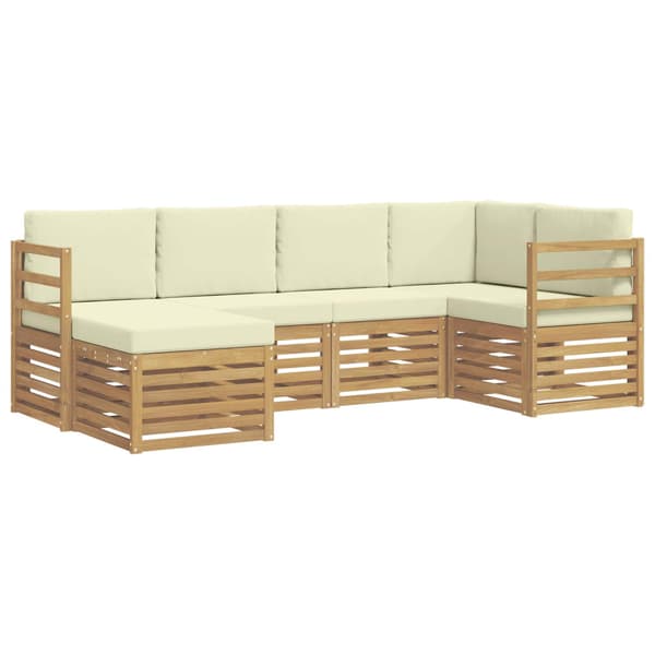 Utomhussoffset 6 pcs Vit och grädde Polyester