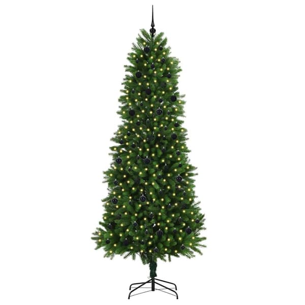 Julgran med LED-belysning Grön 240 cm PE