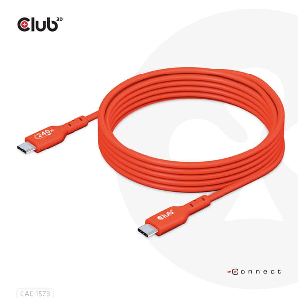 Club 3D - USB typ C-kabel - USB-C till USB-C - 2 m