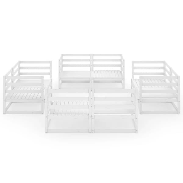 Loungegrupp 8 delar vit massiv furu