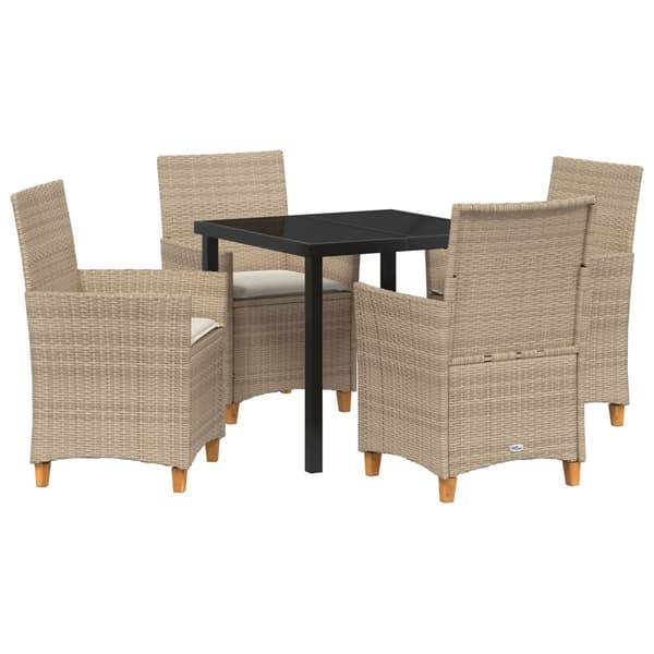Trädgårdsmöbelset 5 pcs Beige konstrotting