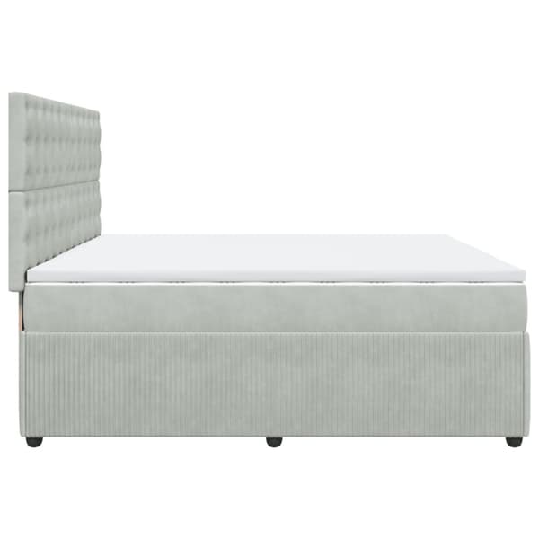 Ramsäng med madrass ljusgrå 200x200 cm sammet