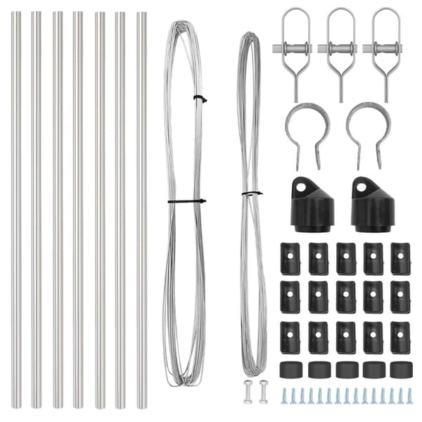 Stängselstolpe 7 pcs Silver Stål