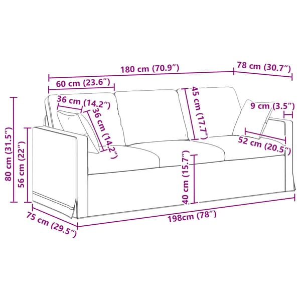 Soffset 2 pcs Blå 198 x 78 x 80 cm Sammet