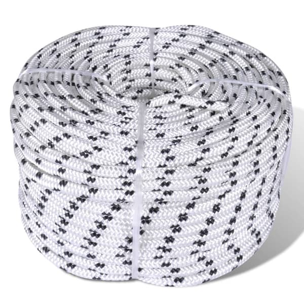 Båtlina flätad 10 mm x 250 m polyester vit