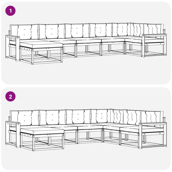 Utomhussoffset med kudde 7 pcs Vit och antracit