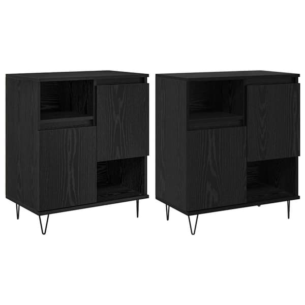 Sideboard 2 pcs Svart Ek 60 x 35 x 70 cm