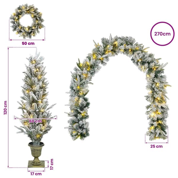 Mini julgran 120 cm 275 LED-lampor Varmvit PVC och PE