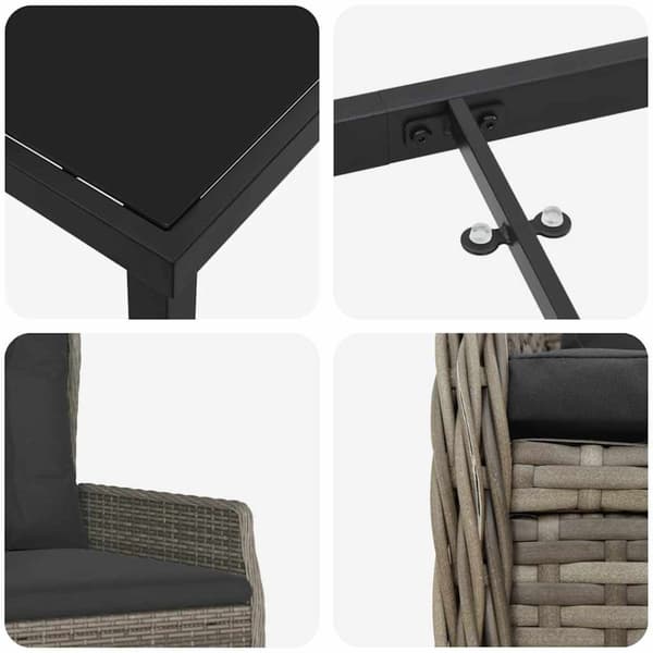 Trädgårdsmöbelset 7 pcs Grå konstrotting