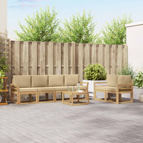 Utomhussoffset med kudde 7 pcs Vit och Beige