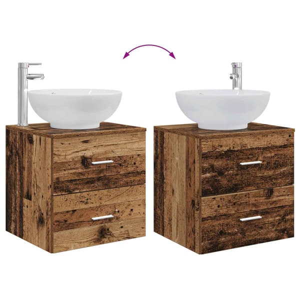 Badrumsmöbelset 2 pcs Gammalt trä Konstruerat trä