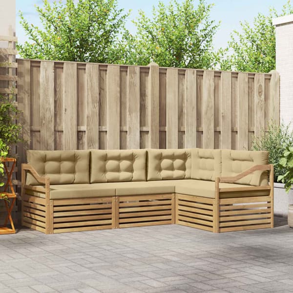 Utomhussoffset 4 pcs Vit och Beige 245,5 x 166,5 x 73 cm