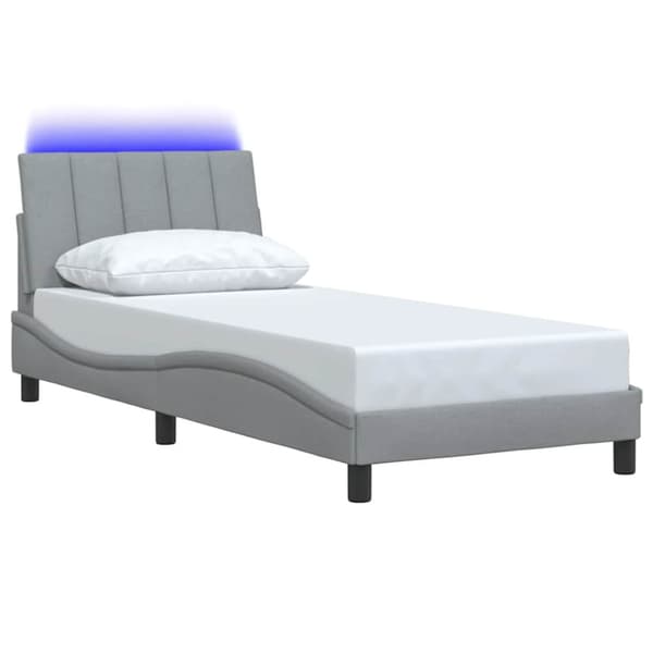 Bed Frame without Mattress "Hanko" Light Grey 90x200cm Fabric