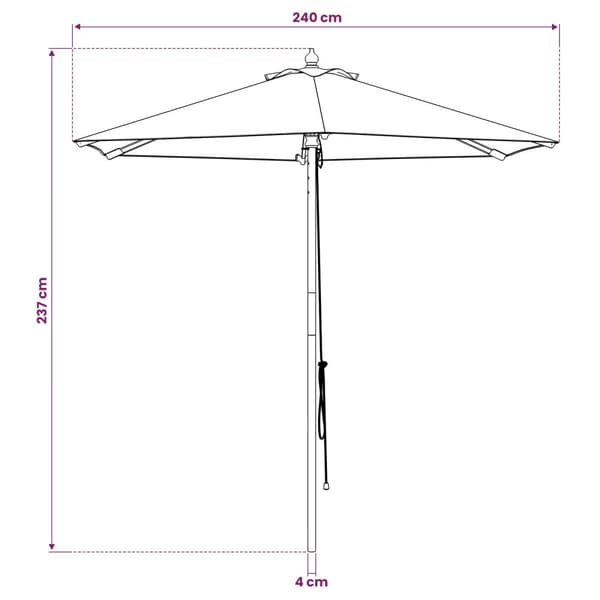 Trädgårdsparasol Ø 240 x 237 cm Massiv Eukalyptus Trä Antracit