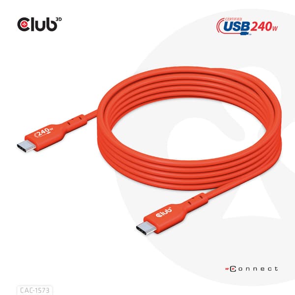 Club 3D - USB typ C-kabel - USB-C till USB-C - 2 m